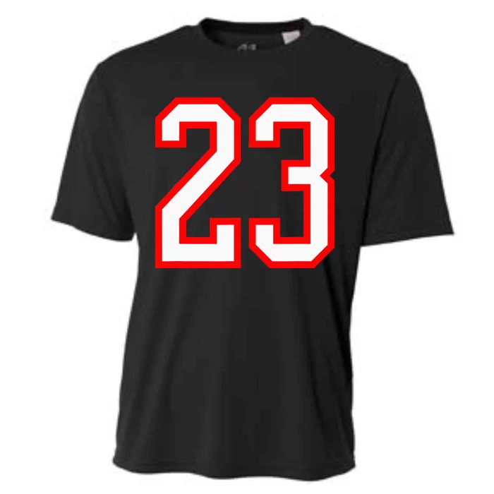 Number 23 White Red Sports Jersey Birthday Lucky Number 23 Cooling Performance Crew T-Shirt