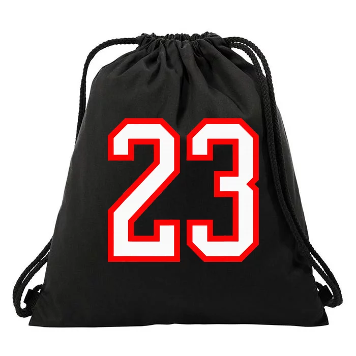 Number 23 White Red Sports Jersey Birthday Lucky Number 23 Drawstring Bag