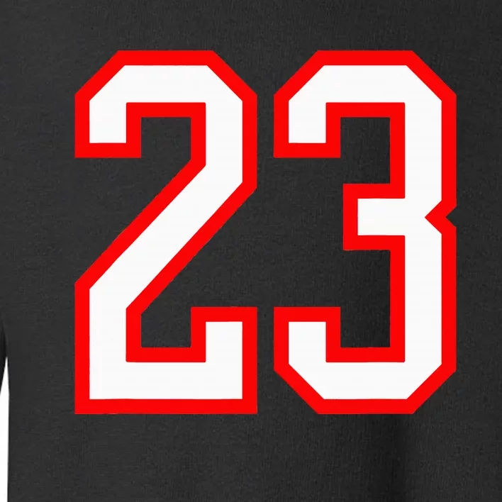 Number 23 White Red Sports Jersey Birthday Lucky Number 23 Toddler Sweatshirt