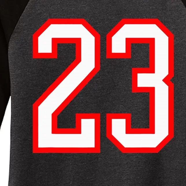 Number 23 White Red Sports Jersey Birthday Lucky Number 23 Women's Tri-Blend 3/4-Sleeve Raglan Shirt