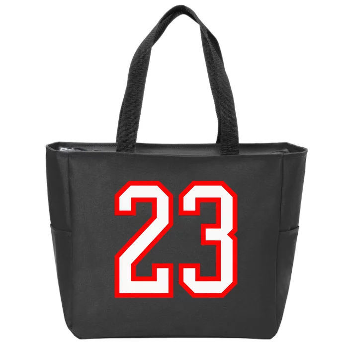 Number 23 White Red Sports Jersey Birthday Lucky Number 23 Zip Tote Bag