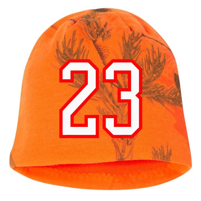 Number 23 White Red Sports Jersey Birthday Lucky Number 23 Kati - Camo Knit Beanie