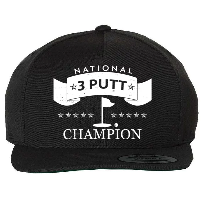 National 3 Putt Champion Golfing Wool Snapback Cap