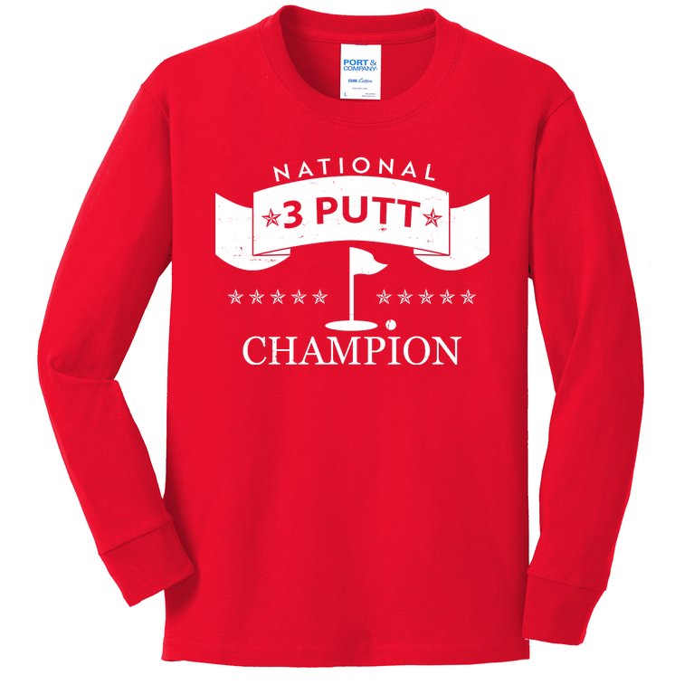 National 3 Putt Champion Golfing Kids Long Sleeve Shirt
