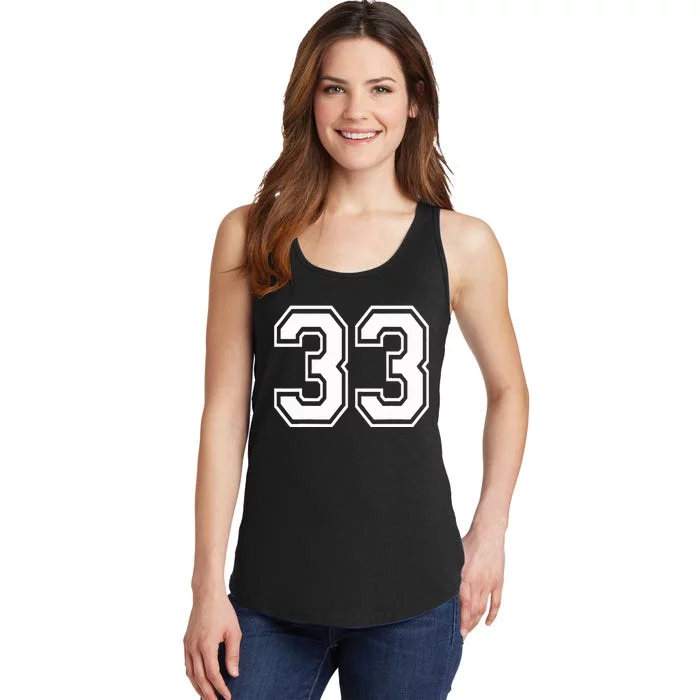 Number 33 Varsity Sports Team Jersey 33rd Birthday 33 Years Ladies Essential Tank