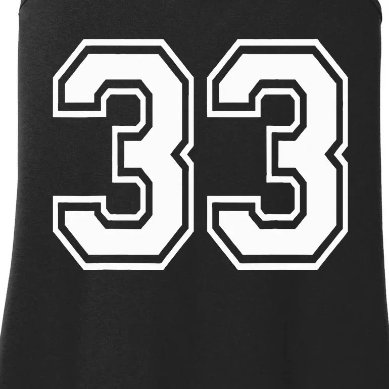 Number 33 Varsity Sports Team Jersey 33rd Birthday 33 Years Ladies Essential Tank