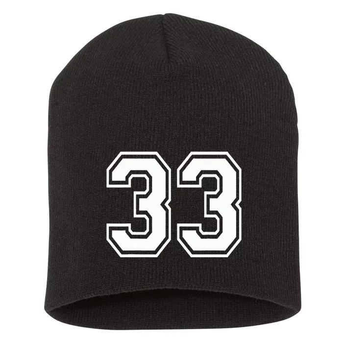 Number 33 Varsity Sports Team Jersey 33rd Birthday 33 Years Short Acrylic Beanie