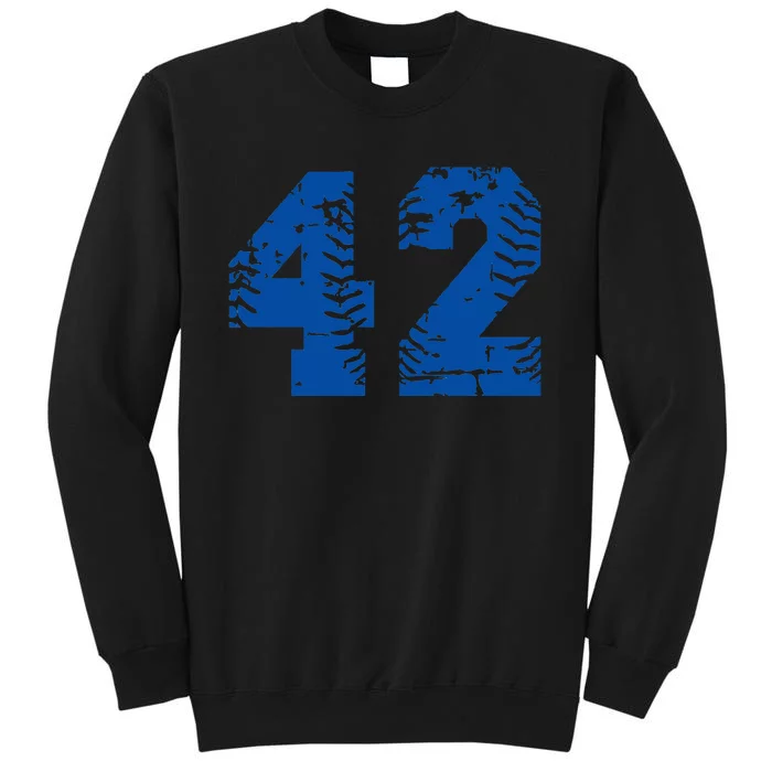 Number 42 Baseball Blue Vintage Number Sweatshirt