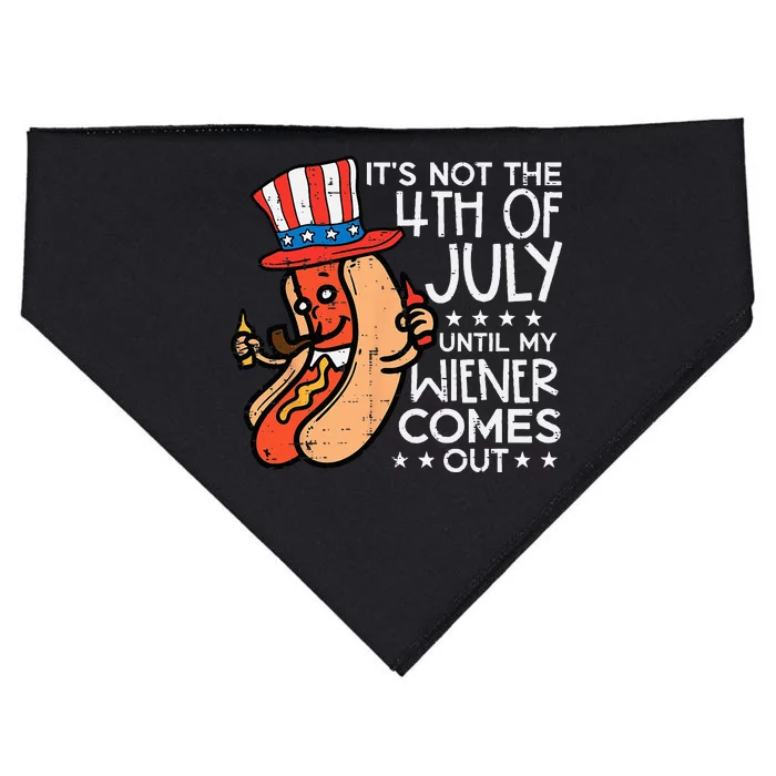 Not 4th July Until My Wiener Come Out Funny Hotdog USA-Made Doggie Bandana