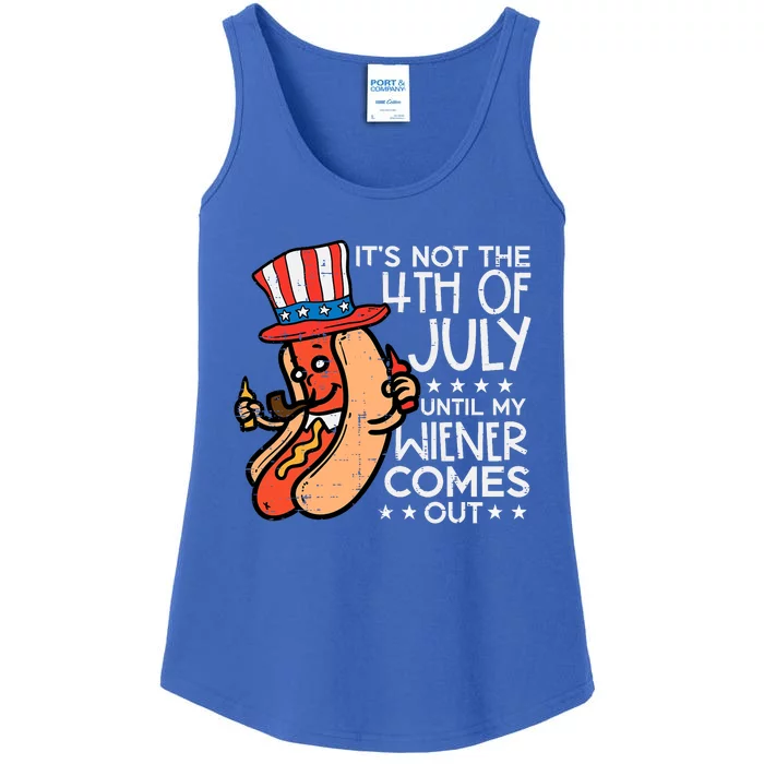 Not 4th July Until My Wiener Come Out Funny Hotdog Ladies Essential Tank