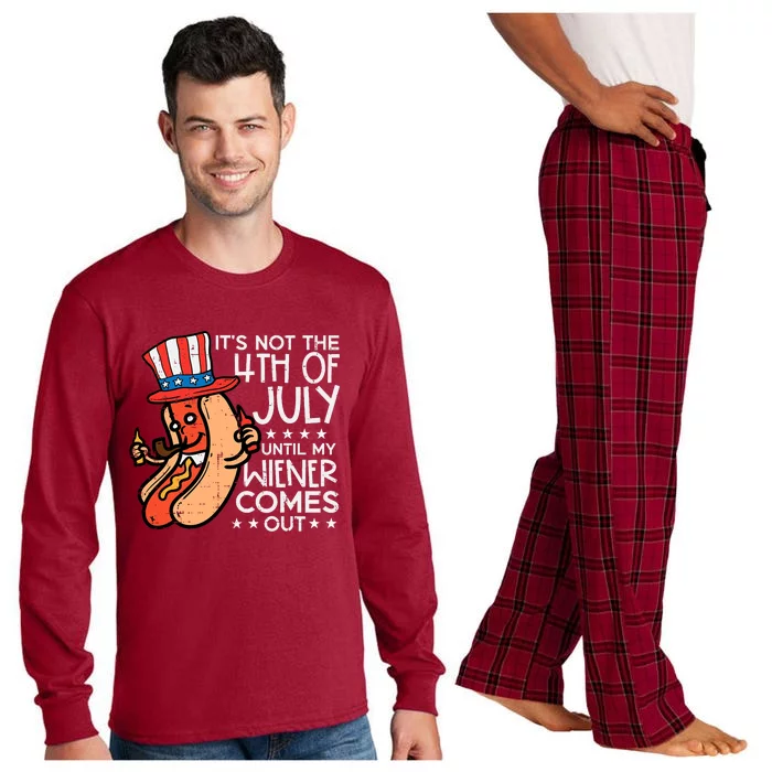 Not 4th July Until My Wiener Come Out Funny Hotdog Long Sleeve Pajama Set