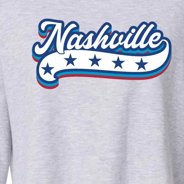 Nashville 4th Of July American Usa Patriotic America Retro Gift Cropped Pullover Crew