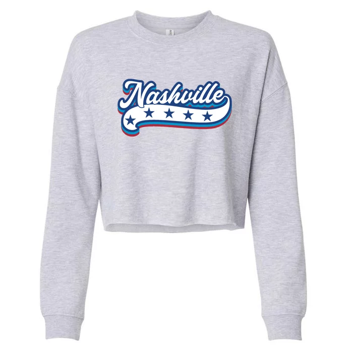 Nashville 4th Of July American Usa Patriotic America Retro Gift Cropped Pullover Crew