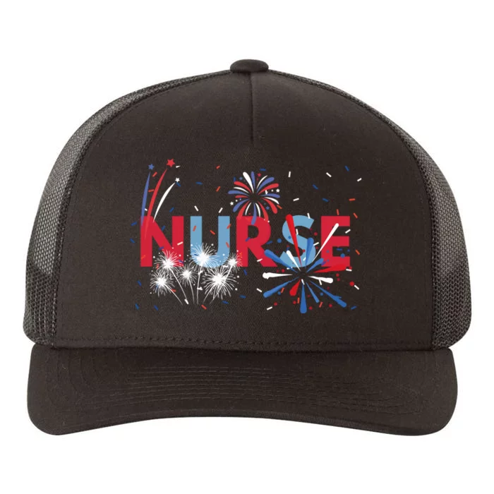 Nurse 4th Of July Rn Patriotic Registered Nurse Fireworks Yupoong Adult 5-Panel Trucker Hat