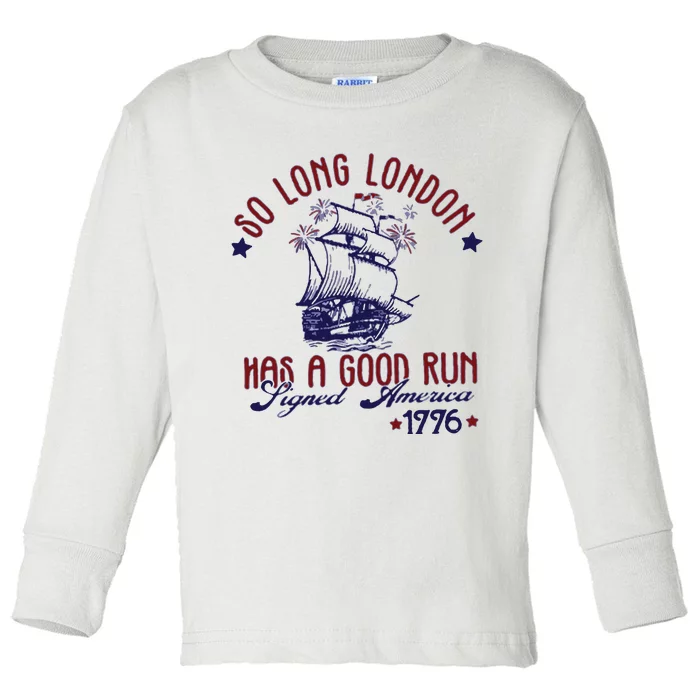 New 4th Of July So Long London Toddler Long Sleeve Shirt