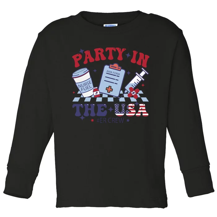 Nurse 4th Of July Party Toddler Long Sleeve Shirt