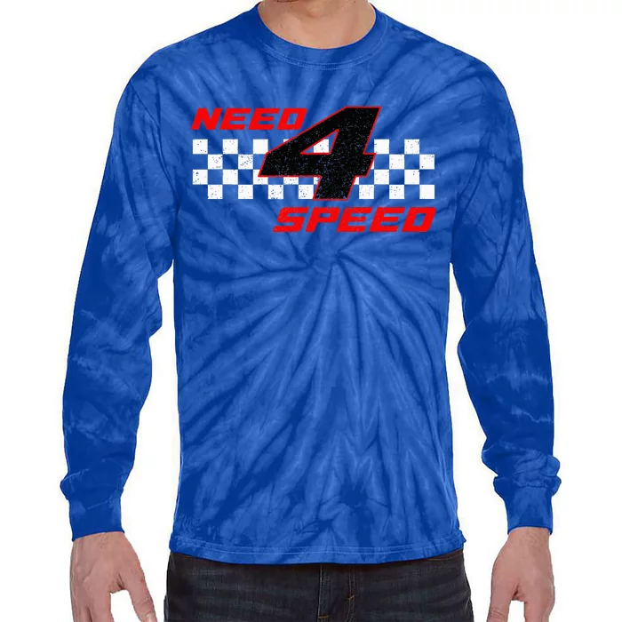 Need 4 Speed Birthday Four Year Old Racing Car Driver Tie-Dye Long Sleeve Shirt