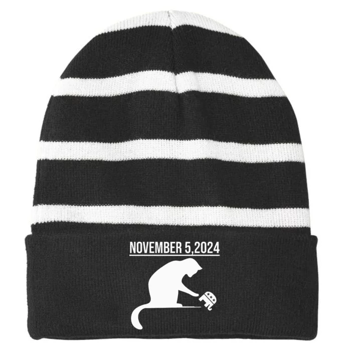 November 5 2024 The Revenge Of The Cat Ladies Cats Kamala Striped Beanie with Solid Band