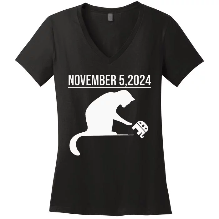 November 5 2024 The Revenge Of The Cat Ladies Cats Kamala Women's V-Neck T-Shirt