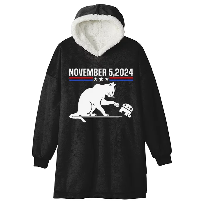 November 5 2024 The Revenge Of The Cat Ladies Meme Kamala Hooded Wearable Blanket