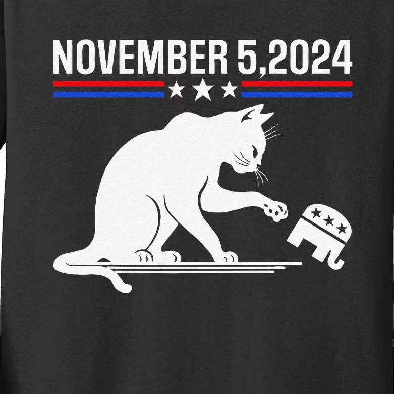 November 5 2024 The Revenge Of The Cat Ladies Meme Kamala Kids Long Sleeve Shirt