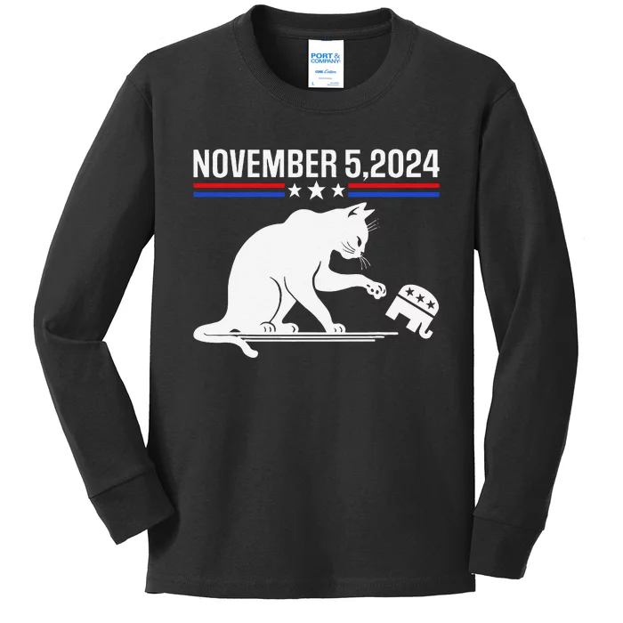 November 5 2024 The Revenge Of The Cat Ladies Meme Kamala Kids Long Sleeve Shirt