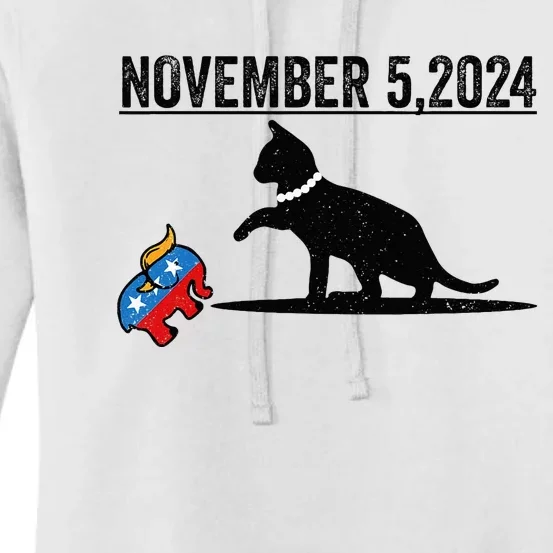 November 5th 2024 Funny Big Cat Small Elephant Harris Walz Women's Pullover Hoodie