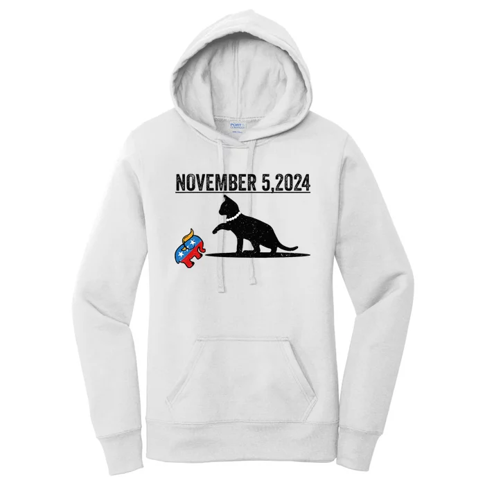 November 5th 2024 Funny Big Cat Small Elephant Harris Walz Women's Pullover Hoodie