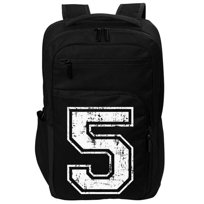 Number 5 Distressed Vintage Five Sports Training Practice Impact Tech Backpack