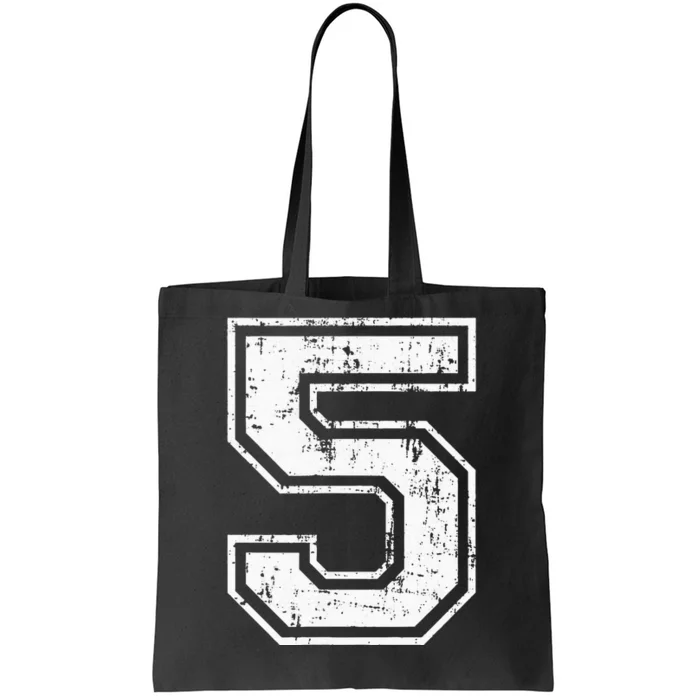 Number 5 Distressed Vintage Five Sports Training Practice Tote Bag