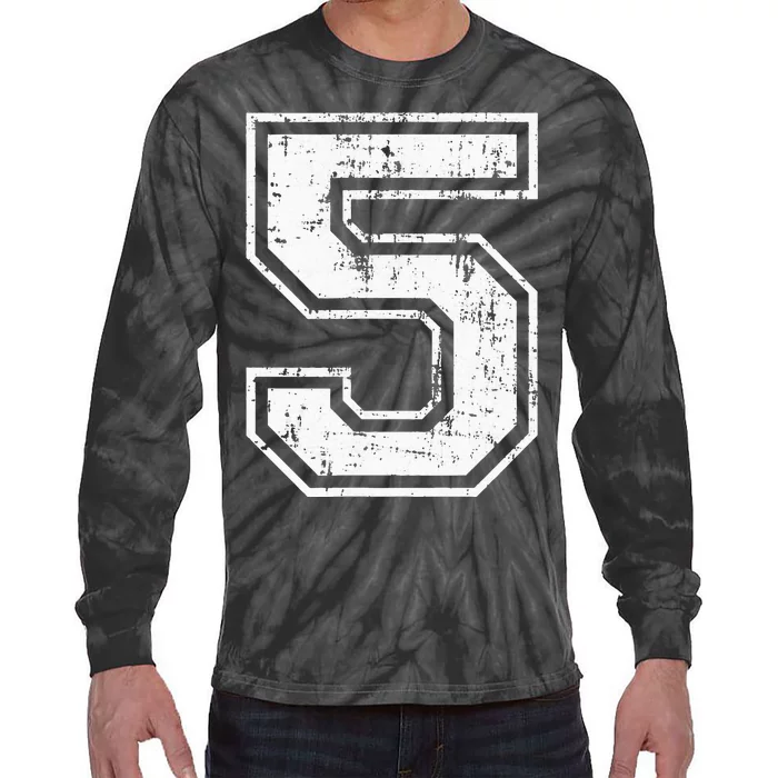 Number 5 Distressed Vintage Five Sports Training Practice Tie-Dye Long Sleeve Shirt