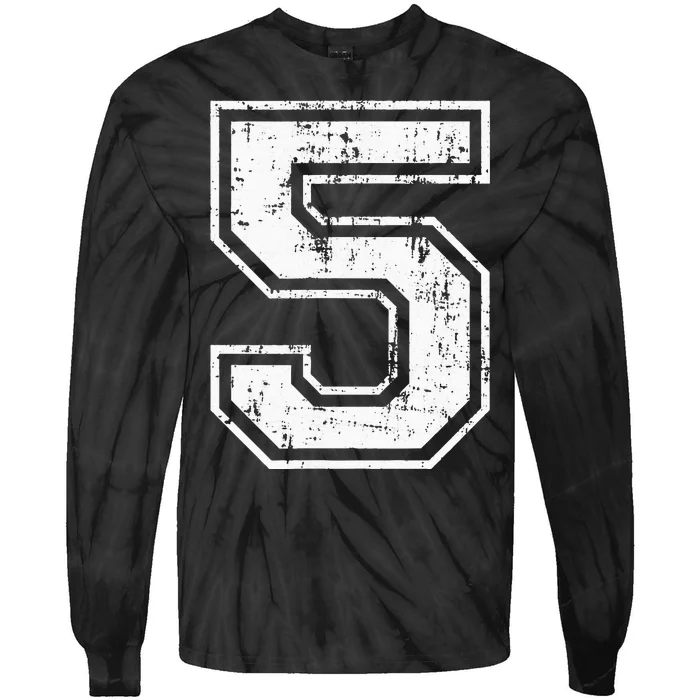 Number 5 Distressed Vintage Five Sports Training Practice Tie-Dye Long Sleeve Shirt