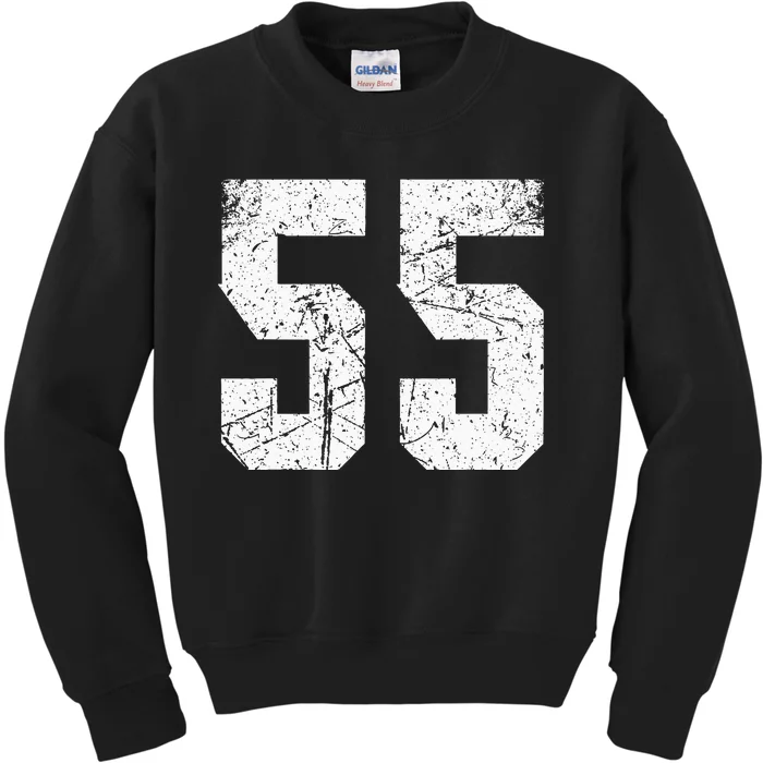 Number 55 Sport Jersey Birthday Age Lucky No. White Vintage Kids Sweatshirt