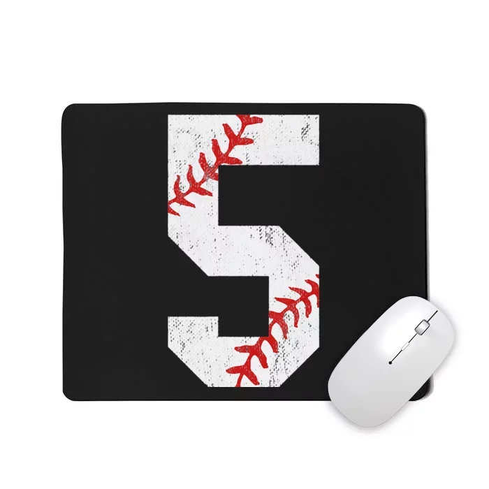 Number 5 Vintage 5th Birthday Baseball Lover 5 Years Old Mousepad