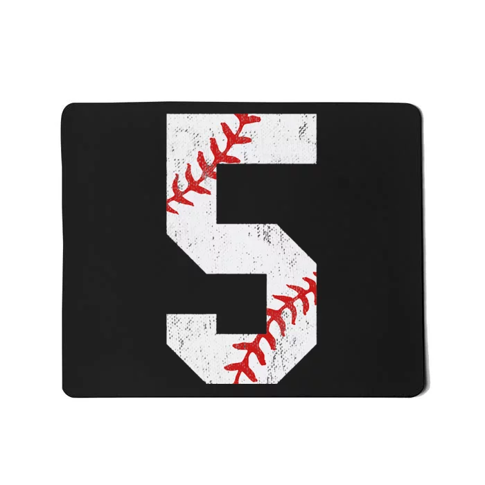 Number 5 Vintage 5th Birthday Baseball Lover 5 Years Old Mousepad