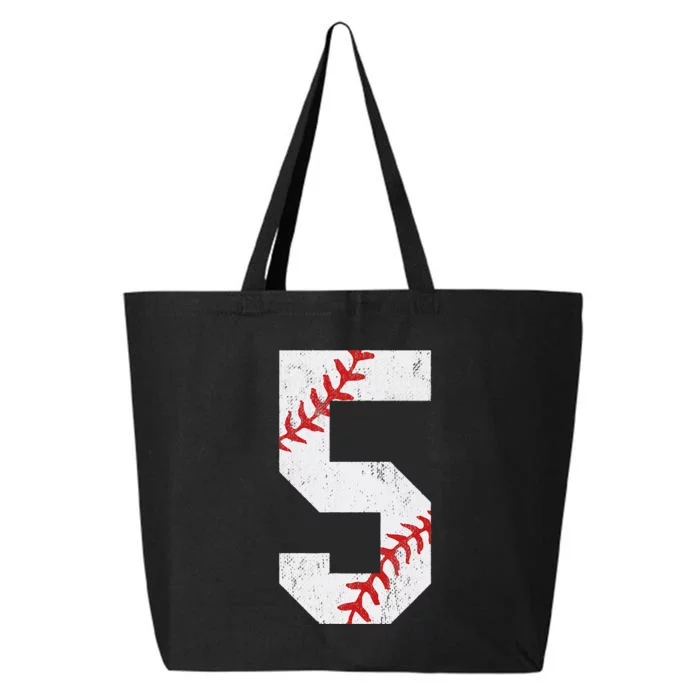 Number 5 Vintage 5th Birthday Baseball Lover 5 Years Old 25L Jumbo Tote