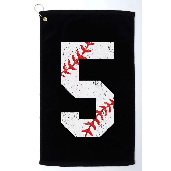 Number 5 Vintage 5th Birthday Baseball Lover 5 Years Old Platinum Collection Golf Towel