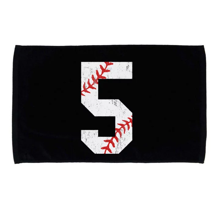 Number 5 Vintage 5th Birthday Baseball Lover 5 Years Old Microfiber Hand Towel