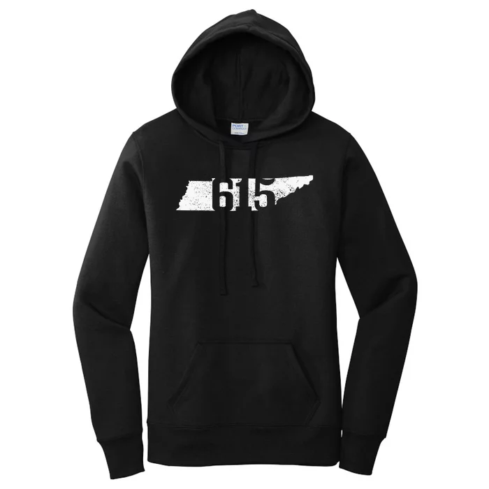 Nashville 615 Area Code Tennessee State Map Pride Music City Women's Pullover Hoodie