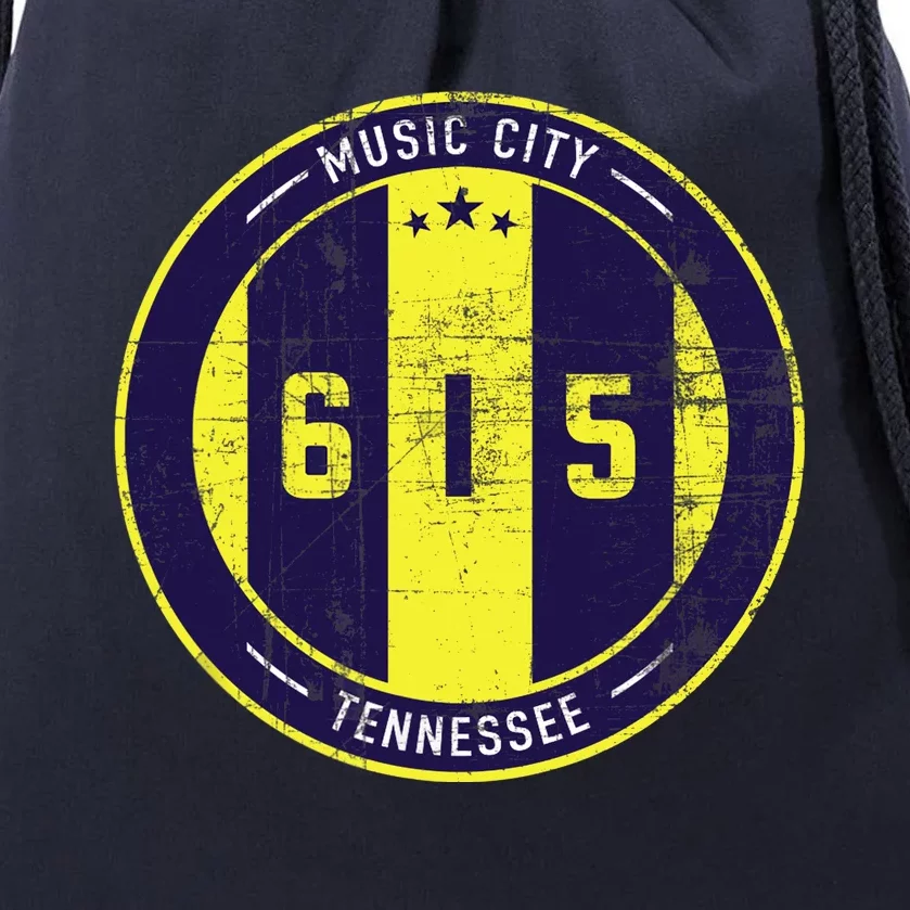 Nashville 615 Designer Round Badge - Tennessee Star Drawstring Bag