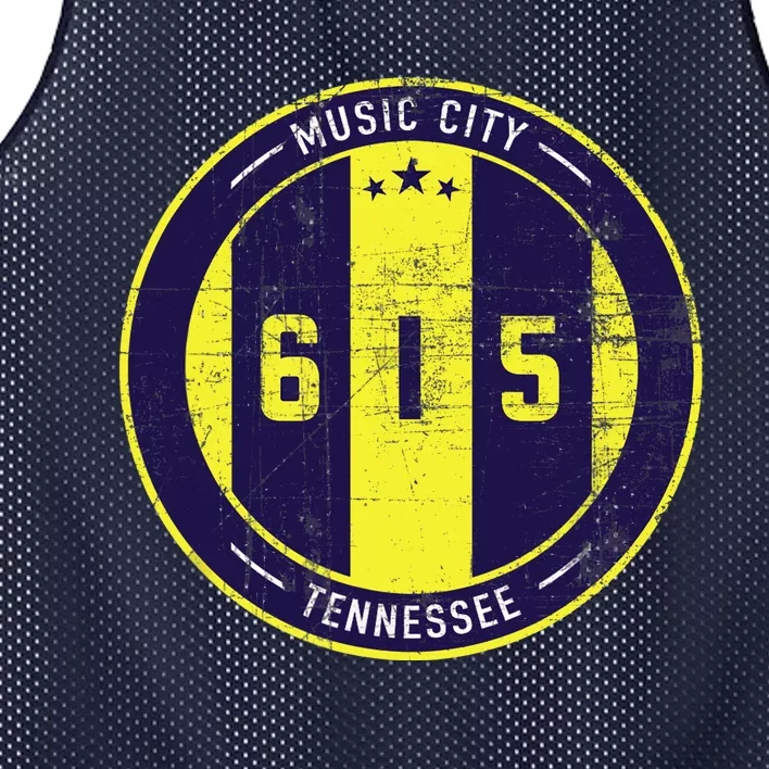 Nashville 615 Designer Round Badge - Tennessee Star Mesh Reversible Basketball Jersey Tank