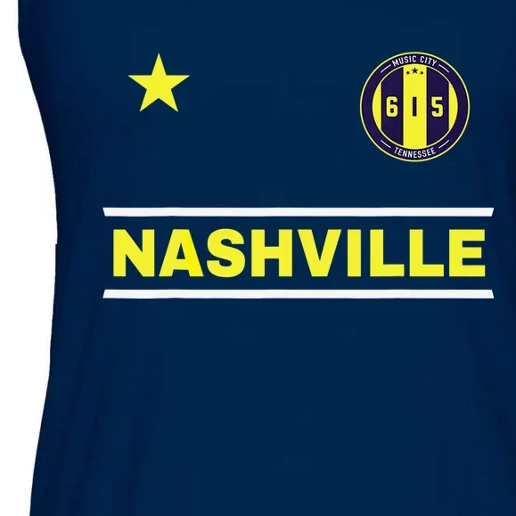 Nashville 615 Designer Round Badge - Tennessee Ladies Essential Flowy Tank