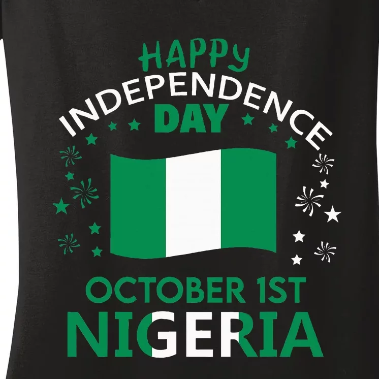 Nigeria 64th Independence Day Nigerian Pride Nigeria Flag Women's V-Neck T-Shirt