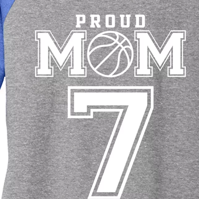 Number 7 Custom Proud Basketball Mom Personalized Gift Women's Tri-Blend 3/4-Sleeve Raglan Shirt