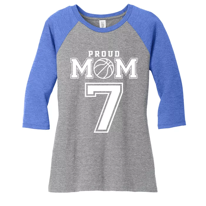 Number 7 Custom Proud Basketball Mom Personalized Gift Women's Tri-Blend 3/4-Sleeve Raglan Shirt