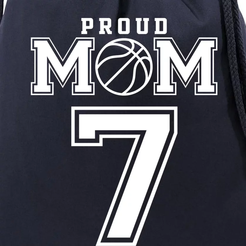 Number 7 Custom Proud Basketball Mom Personalized Gift Drawstring Bag