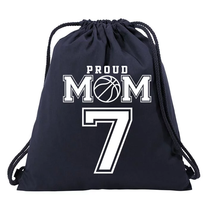 Number 7 Custom Proud Basketball Mom Personalized Gift Drawstring Bag