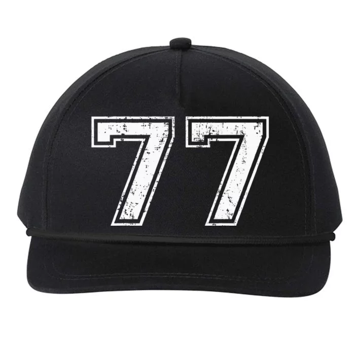 Number 77 Distressed Vintage Seventy Seven Sports Practice Snapback Five-Panel Rope Hat