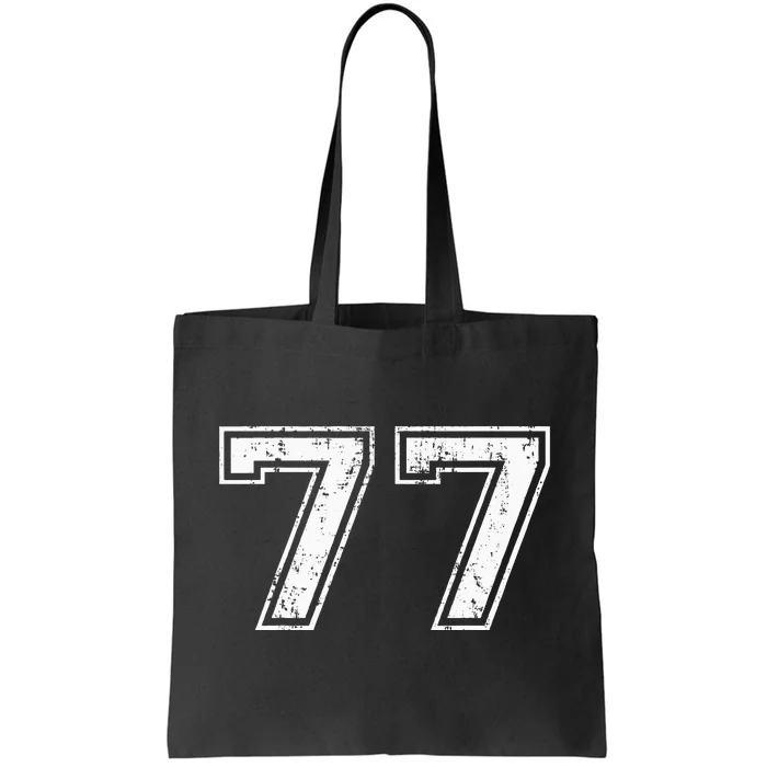 Number 77 Distressed Vintage Seventy Seven Sports Practice Tote Bag