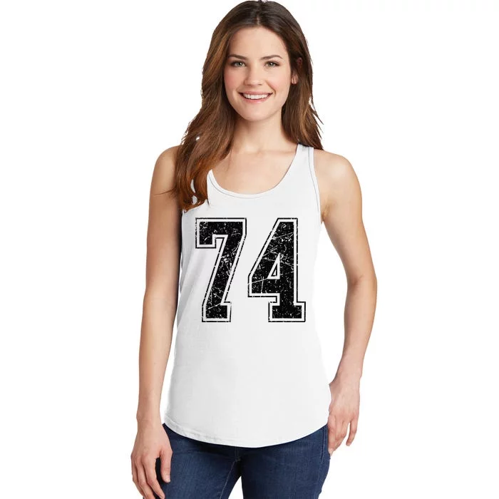 Number 74 Distressed Grunge Vintage Jersey Team Fan Ladies Essential Tank